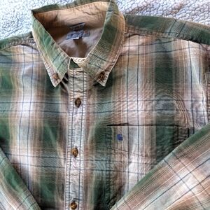 Carhartt Shirt Mens XL Brown & Green Plaid Button Down Long Sleeve Relaxed Fit